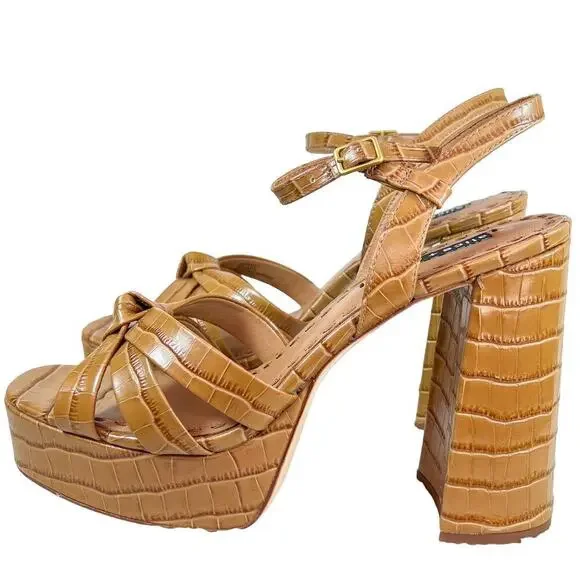 Alice and Olivia Veren Tan Croc Platform Block Heel Size 10.5 - Picture 1 of 4